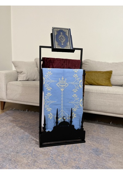 Safa Rahleli Seccade Askısı, Ramazan Dekoru Siyah Siyah