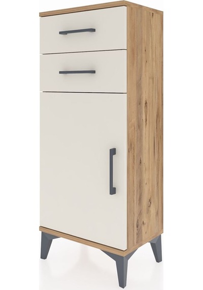 Arges Komodin Tek Raflı 2 Çekmeceli Tek Kapaklı 44x30x106 Çam-aytaşı Atlas Çam