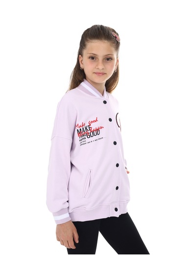 Toontoy Kız Çocuk Baskılı Kolej Hırka Açık Lila
