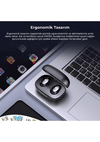 Lecoo EW301 Kablosuz Bluetooth 5.0 TWS Mikrofonlu Kulak İçi Kulaklık