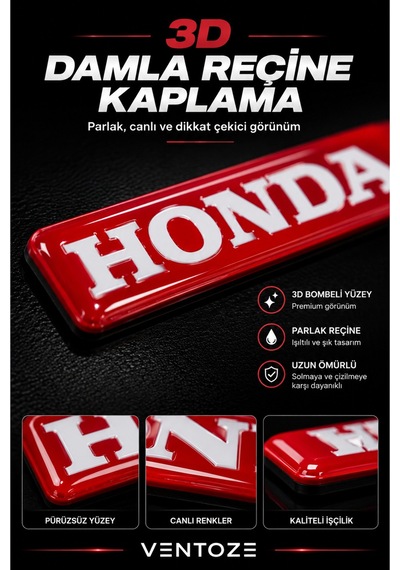 Honda Damla Etiket 3d Reçine Logo Sticker Oto Araç İçi Dekoratif Aksesuar 6x1,5 Cm