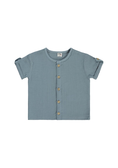 Civil Baby Müslin Kısa Kol 6-18 Ay Gömlek - Mavi 6-9 Ay Soft İndigo