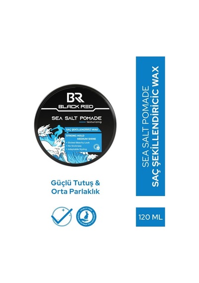 Black Red Sea Salt Pomade Saç Şekillendirici Parlak Doğal Görünüm Sert Wax 120 Ml