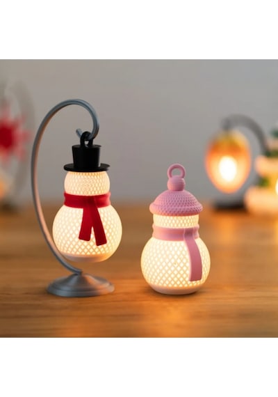 Yılbaşı Dekorasyonu: 3d Baskı Kardan Adam Led Tealight Seti Asılabilir & Masa Üstü