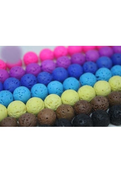 Yasam Tohumu Lav Taşı Fosforlu Pembe Renkli Yarım Dizi 10 MM 18 CM Çok Renkli