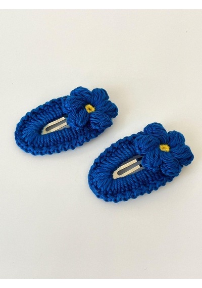 Amigurumi Örgü Çıtçıt Toka Saks Mavi Tek Ebat Çok Renkli