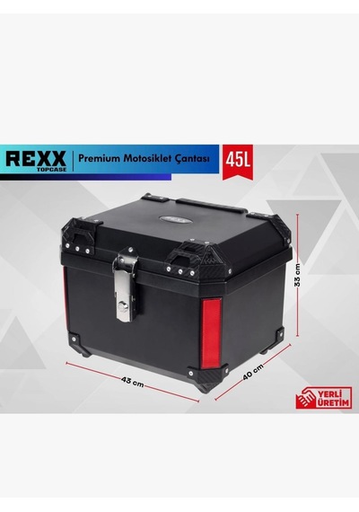 Rexx 45 Litre Motosiklet Arka Çanta Adventure Siyah