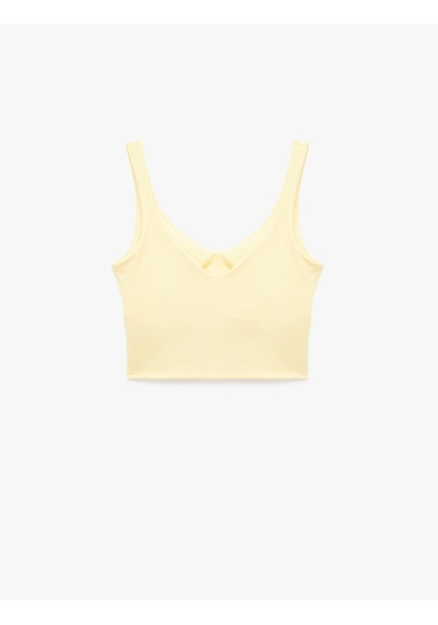 Koton Kolsuz V Yaka Slim Fit Sporcu Sütyeni Sarı 6sak30194nk