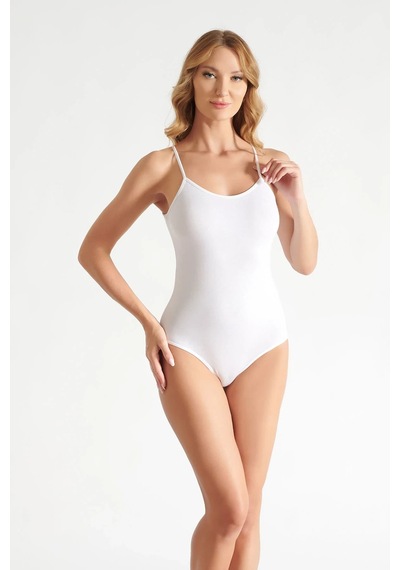 Hepsine Rakip Tutku Elit Kadın Modal Elastan İp Askılı Body 2004 Beyaz