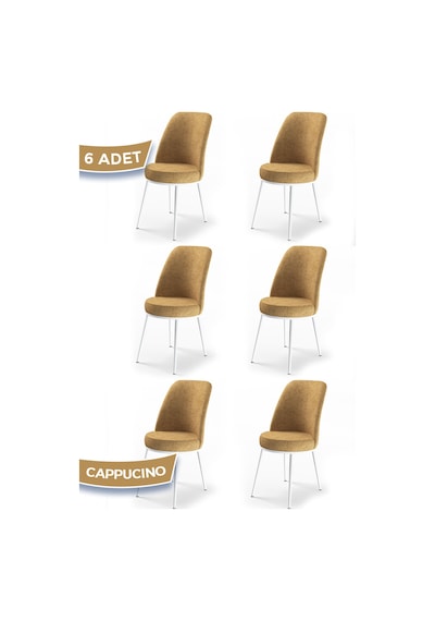 Canisa Concept Dexa Serisi 6 Adet Cappucino Sandalye Ayaklar Beyaz 1.sınıf Mutfak Sandalyesi Cappucino Sandalye Beyaz Ayak