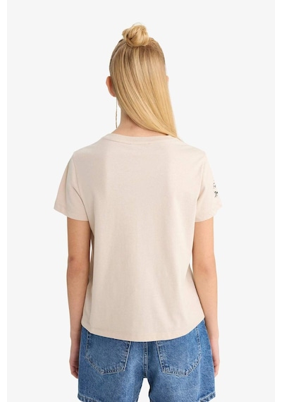 Defacto Coool Regular Fit Bisiklet Yaka Baskılı Kısa Kollu Tişört F8294ax25aubg208 Bej