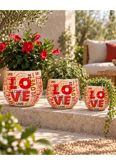 Love 3'lü Metal Saksı Seti