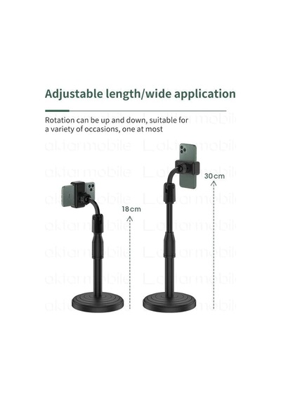 Tr Masa Üstü Telefon Tutucu Stand, Ayarlanabilir 18-30 Cm Yükseklik, 270 Hareket, Siyah Diğer