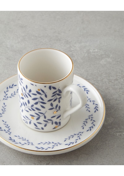 English Home Elyra Bone Porselen 4 Parça 2 Kişilik Kahve Fincan Takımı 90 Ml Mavi Gold Altın - Mavi