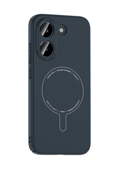 Poco X8 Pro Kılıf M-safe Şarj Özellikli Kamera Korumalı Zore Elio Sert Pc Kapak - Lacivert