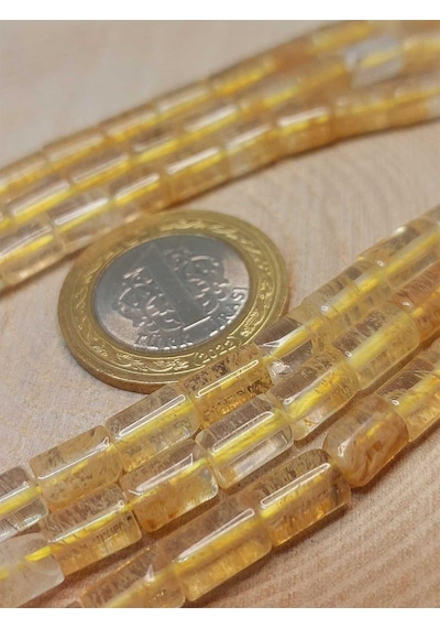 Bileklik Boy Golden & Rutil Kuvars Taşı Silindir Kesim 5.5x7.5mm Yarım Dizi 18cm Uzunluğundadır Çok Renkli