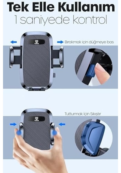 2 Modlu Klima + Torpido Araç Telefon Tutacağı Cam Havalandırma Vantuzlu Araba Telefon Tutucu Tt01 Diğer