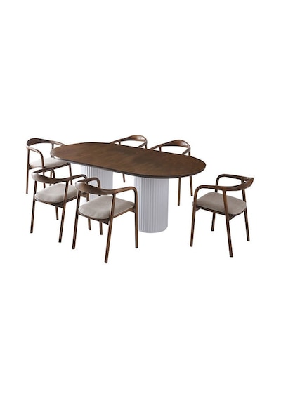 Lucca Ahşap Masa Sandalye Takımı 90x200 Ceviz