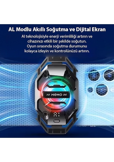 Memo Dl20 Aı Yarı İletken Dondurucu Arka Klipsli Soğutma Radyatörü Apple Uyumlu iPhone Android Pubg Oyun Soğutucu 3 Aşamalı