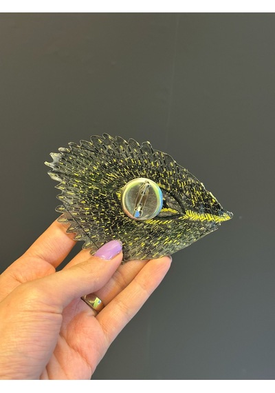 10 x 7 CM Sarı Tavus Kuşu Kanadı Broş Yaka İğnesi Giyim Aksesuarı Renkli