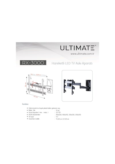 Ultımate Rx 3000 32" 43" Hareketli Tv Askı Aparatı