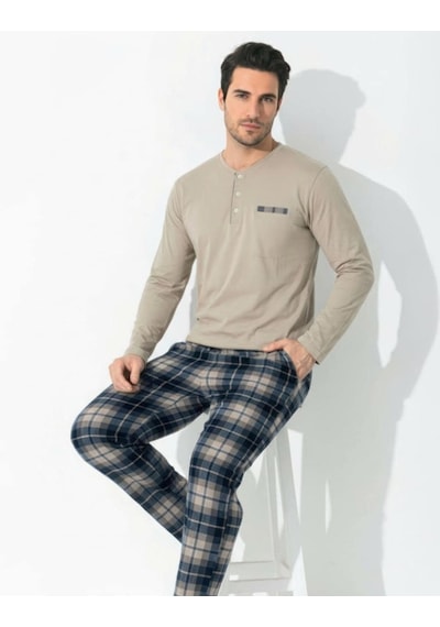 Boyraz Erkek Standart Kalıp Penye Düğme Yaka Uzun Kol Baharlık Pijama Takımı 0697 - 1 Adet Bej Boyraz Erkek Standart Kalıp Penye Düğme Yaka Uzun Kol Baharlık Pijama Takımı 0697 - 1 Adet Bej