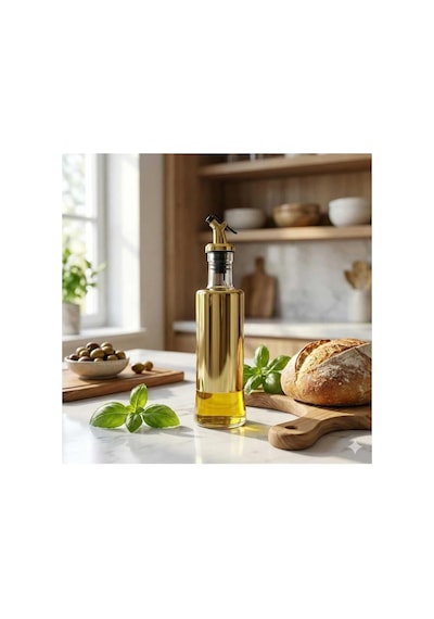 Lüks Gold Metal Korumalı Cam Yağlık Ve Sirkelik - Damlatmaz Akıllı Akıtıcı Başlıklı Yağ Şişesi Çok Renkli