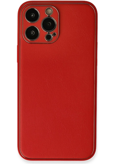 Newface Apple iPhone Uyumlu 13 Pro Max Kılıf Coco Deri Silikon Kapak Semeglbl - 17 - Kırmızı