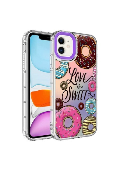 Apple Uyumlu iPhone 11 Kılıf Kamera Çıkıntılı Renkli Desenli Silikon