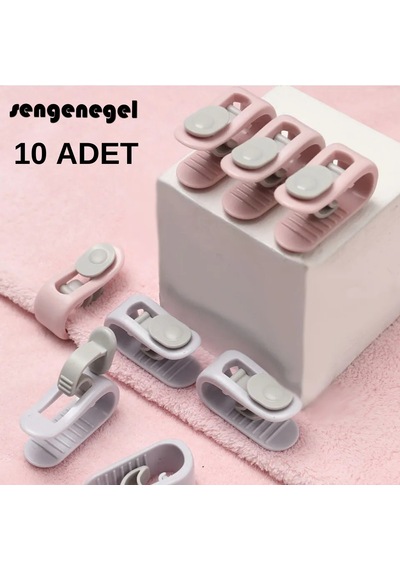 10 Adet İğnesiz Yorgan Kılıfı Ve Çarşaf Tutucu Sabitleyici Pembe