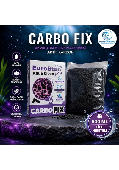Euro Star - Carbo Fix - Akvaryum Filtre Malzemesi - Aktif Karbon - Üstün Temizlik Gücü - 500 Ml - File Hediyeli