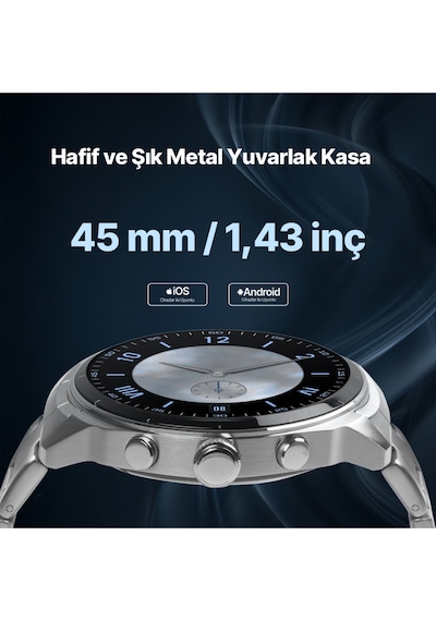 Ttec 2SW08 Tempus Pro S 45 MM Amoled Ekranlı Yuvarlak Metal Kasa