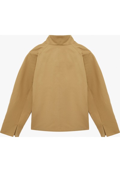 Koton Uzun Kollu Düğmeli Gabardin Dik Yaka Oversize Kısa Trençkot Bej 6sak20034ew Ekru