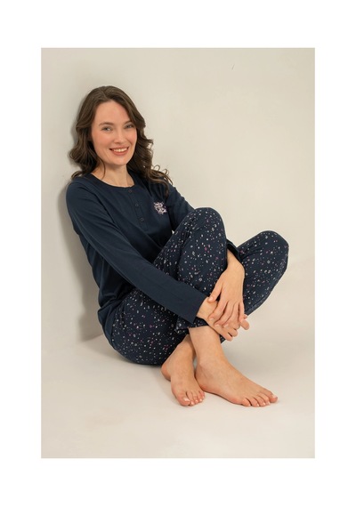 Angbutik Arnetta Ar3775-x Kadın Uzun Kollu Pijama Takım lacivert