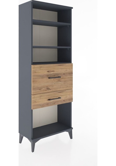 Arges Dolap 3 Raflı 2 Çekmeceli 60x30x163 Antrasit-çam Antrasit