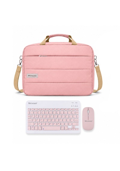 Microcase Honor Magicpad 2 12.3 İnch Tablet İle Uyumlu Tablet Notebook Apple MacBook Çantası + Bluetooth Klavye Ve Mouse Set Pembe - Al5895
