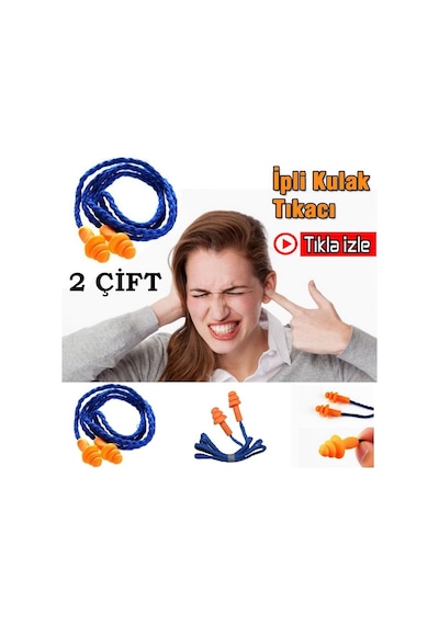 2 Çift Boyun Ipli Su Geçirmez Slikon Sünger 3 M Kulak Tıkacı