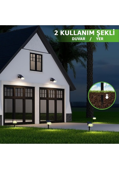 Lexroo Bahçe Aydınlatması 10 Ledli Duvar Ve Yere Uyumlu Güneş Enerjili Led Işık Bahçe Işığı Gün Diğer