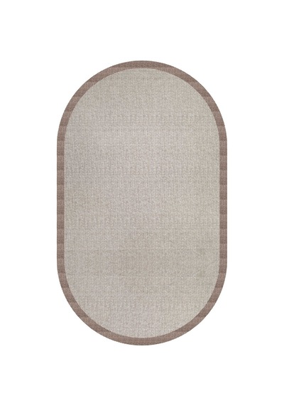 Natura Sisal Hasır Görünümlü Çerçeveli Oval Halı Ntr04 Kahve-sütlü Kahve Kahve-bej