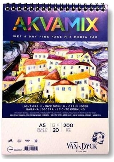Van Dyck Ince Dokulu Eskiz Defteri - A5 - 200 Gram - 20 Yaprak