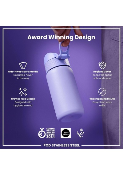 Ion8 - Paslanmaz Çelik Çocuk Suluk - Açık Mor - 400 Ml - Sızdırmaz Genel
