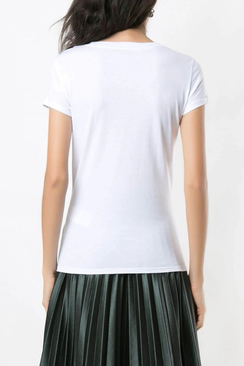 Armani Pul Detaylı Kadın T-shirt Beyaz