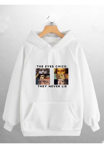 Macklin Unisex Kadın Erkek The Eyes Chico Baskılı Sweatshirt Beyaz Mck1907 Beyaz