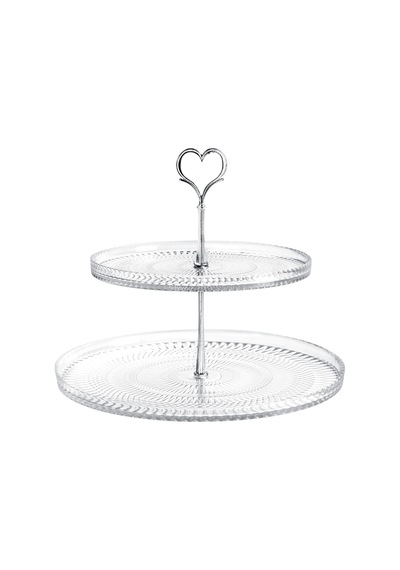 Valery 2 Katlı Kek Standı - Şeffaf - 28 Cm
