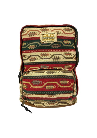 Old Cotton Cargo Kaliteli Vintage Kilim Desenli Disayn Sırt Gezi Çantası New Komor 5025 Kırmızı