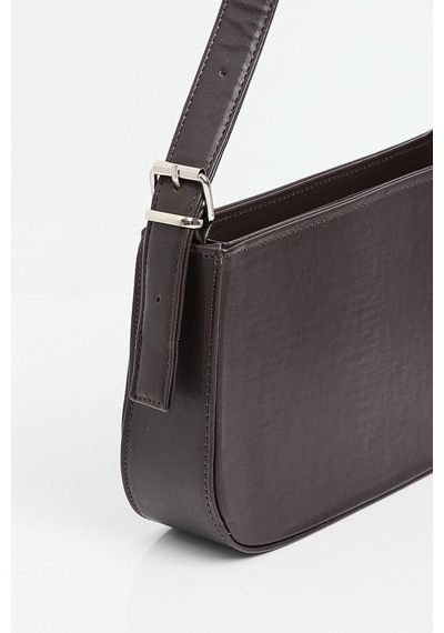 Lovelystore Düz Baget Astarlı 3 Gözlü Basic Omuz Çantası 27x15 Acı Kahverengi