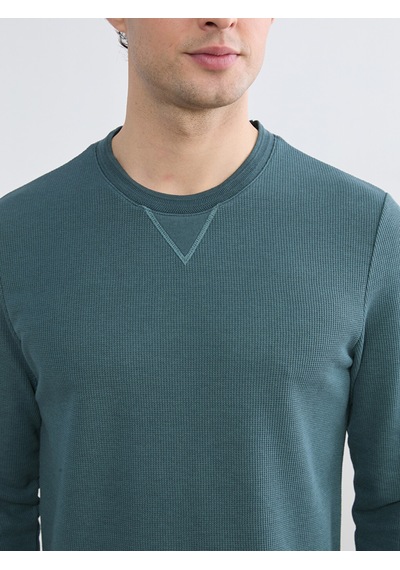 Lcwaıkıkı Classic Petrol Bisiklet Yaka Erkek Sweatshirt