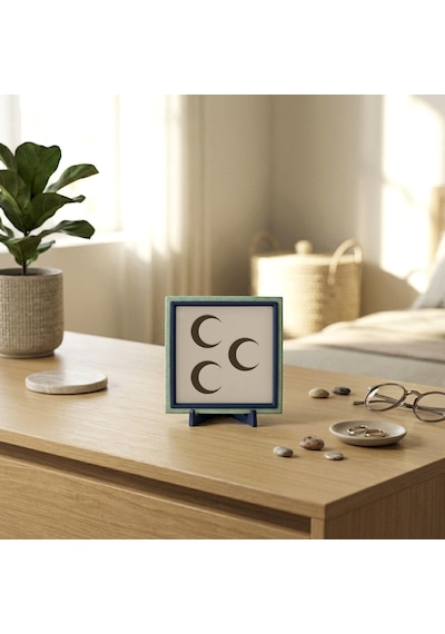 Üç Hilal Simgeli Modern Masaüstü Objesi, Estetik Çalışma Masası Ve Ofis Dekorasyonları İçin 10x10 Cm