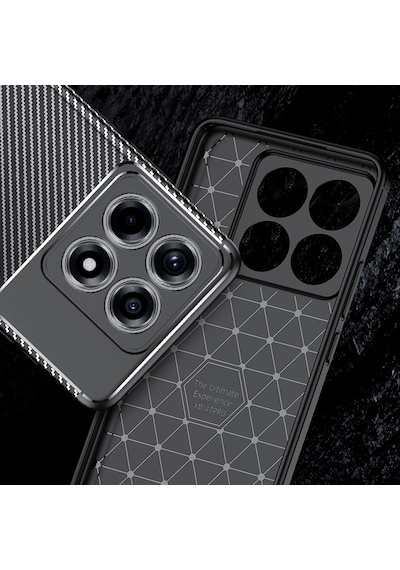 Xiaomi Mi 14t Pro Uyumlu Kılıf Karbon Tasarım Kamera Korumalı Silikon Telefon Kılıfı Kapak