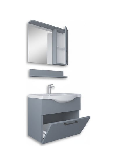 Teta Home Eko 65 Cm Mdf Banyo Dolabı Seti Sis Gri